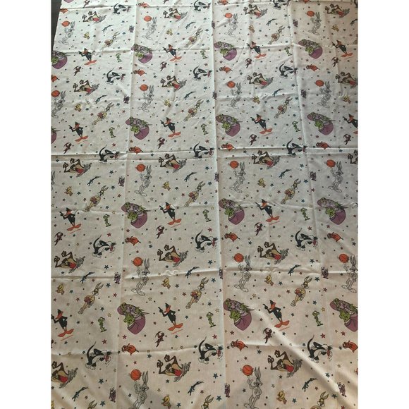 Vintage Warner Bros. Flat Sheet Bugs Tweety Daffy Taz Bedding 92x66 - Picture 2 of 6